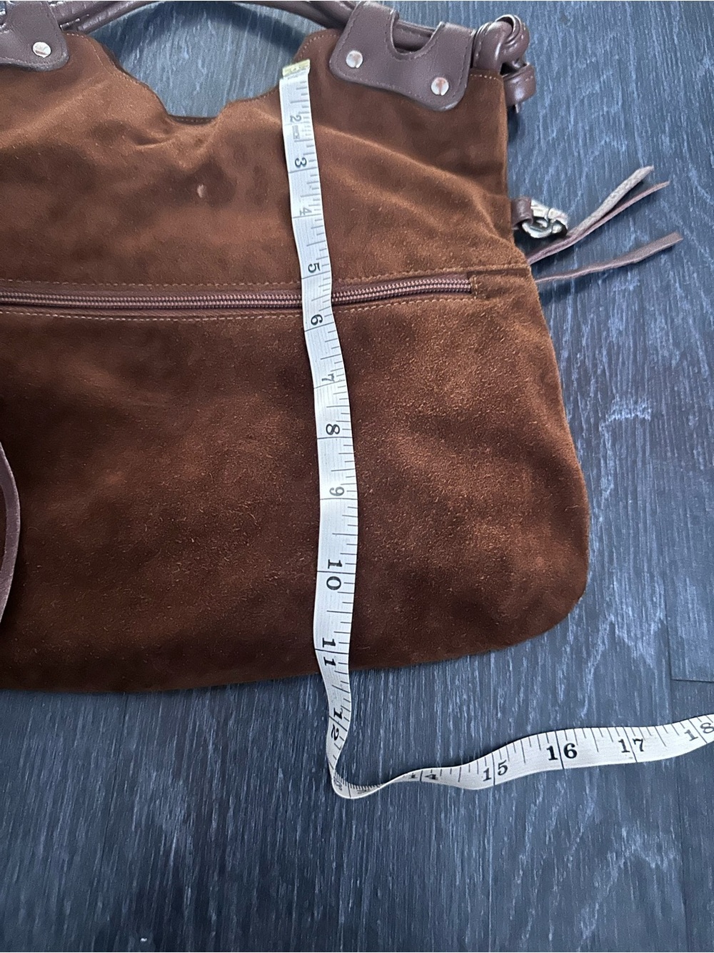 Pietro Alessandro Brown Suede Hobo Shoulder Bag Leather Trim - Picture 3 of 8